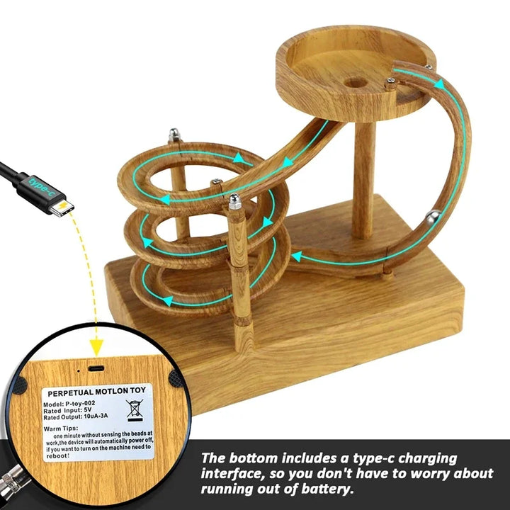 Skanto | Tre Holz Perpetual Spiral Motion Kinetic Ball Roller Vitenskapelig leketøy