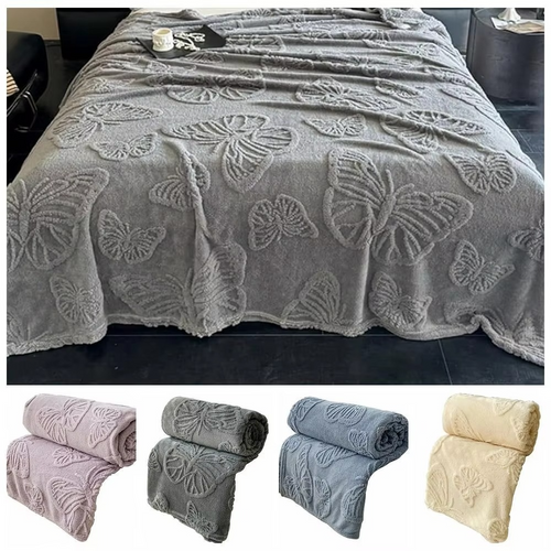 Dobbeltsidig avkjølende teppe med pustende kald effekt og 3D sommerfugl jacquard-design | Skanto