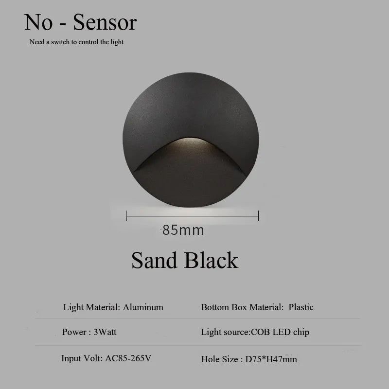 Skanto | Moderne vanntett IP65 LED innfelt vegglampe for utendørs belysning - 3W innebygd trinn- og trapp-balkongportal lys