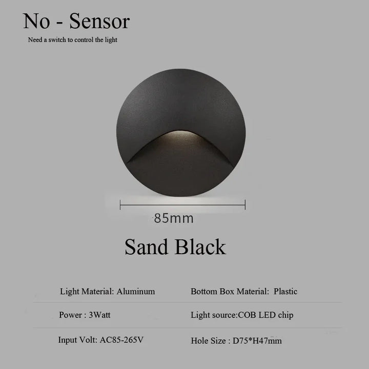 Skanto | Moderne vanntett IP65 LED innfelt vegglampe for utendørs belysning - 3W innebygd trinn- og trapp-balkongportal lys