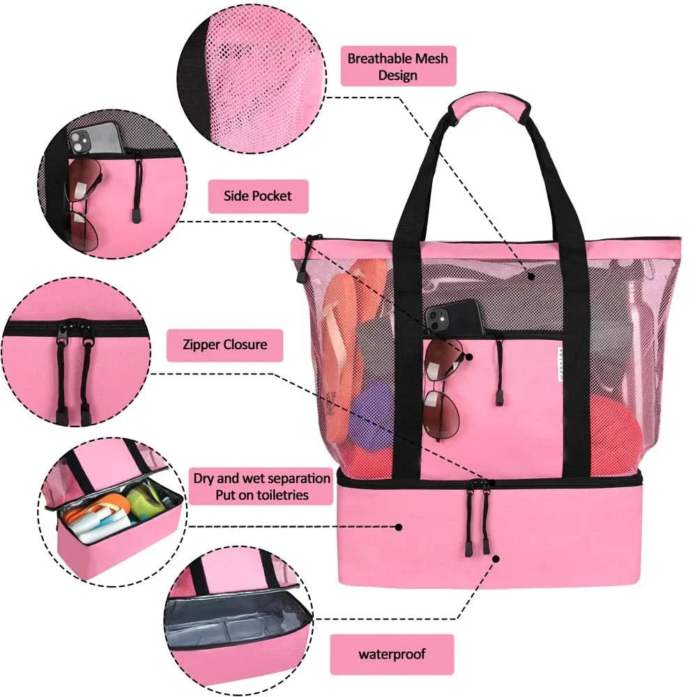 Skanto | MESH PICNIC & BEACH BAG – Vanntett piknik- og strandveske med dobbelt lag og høy kapasitet