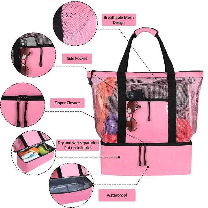 Skanto | MESH PICNIC & BEACH BAG – Vanntett piknik- og strandveske med dobbelt lag og høy kapasitet