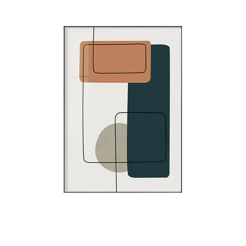 Moderne abstrakte jordnære toner geometrisk veggkunst fine kunst lerretstrykk bilder for stue spisestue moderne hjemmeinnredning | Skanto
