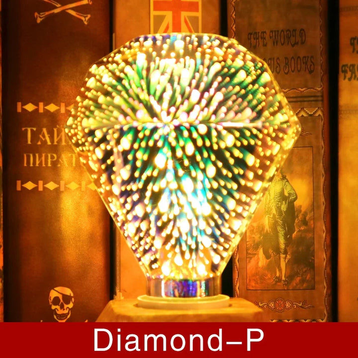 Skanto | 3D LED-pære | Vintage fyrverkeri effektlampe med E27 sokkel | 6W 85–265V | Dekor, fest- og julebelysning | Auravia
