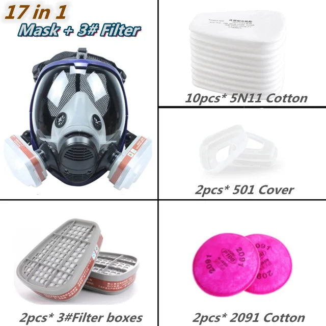 Skanto | Full Face Respirator Maske med Antidugg Linse og Industrielle Gassfiltre