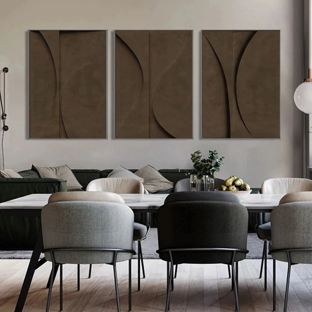 Moderne minimalistiske flate geometriske linjer veggkunst fine kunst lerret utskrifter retro brun abstrakt bilder for stue moderne interiør dekor | Skanto