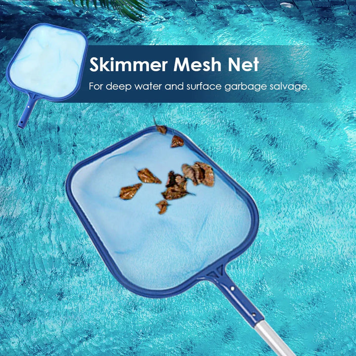 Skanto | AquaSift Pool Skimmer med teleskopisk håndtak | Bladskimmer for basseng og dam | Solid nett | Rengjøring for basseng og spa