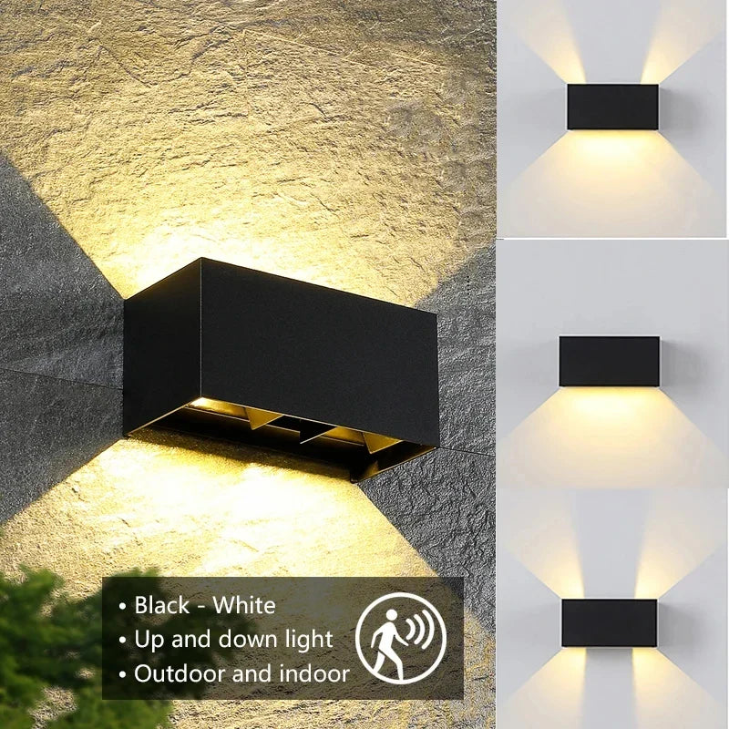 Skanto | SensoLux LED Vegglampe | LED Utendørs Vegglampe 24W | Med bevegelsessensor | IP65 Vanntett | Justerbart Spotlight i Svart/Hvit