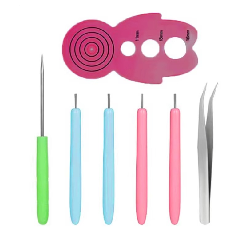 Skanto | Quilling Paper Tool Set with Spalter Pen, Tweezers, Needle Plates, and Craft Accessories – 7, 6, or 12 Piece Kit