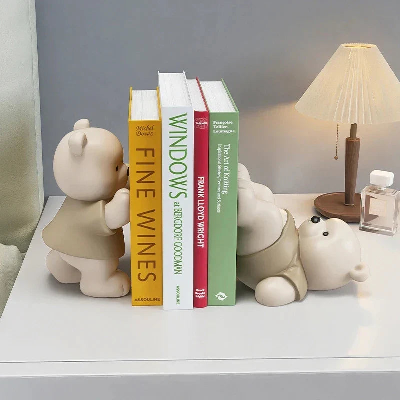 Milo Bear Bokstøtte Dekorativ Figurine i Kremfarge | Skanto