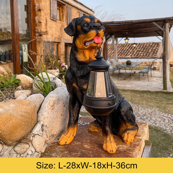 Solenergidrevet utendørs harpiks hundestatue lampe | Skanto