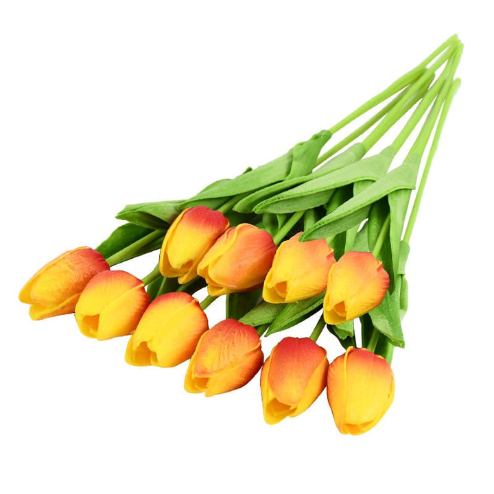Skanto | Kunstig Blomsterbukett med Tulipaner, Dekorasjon (10 Stykker)
