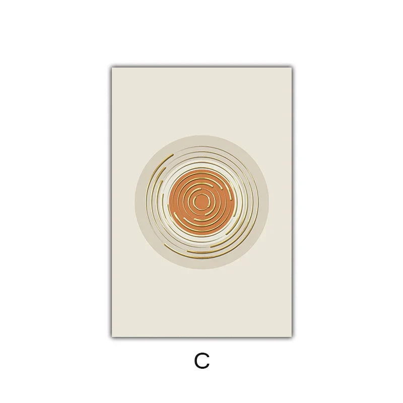 Abstrakt Geometrisk Taupe Terracotta Landskap Sol Måne Veggkunst Fine Art Lerret Trykk Bilder For Stue Soverom Kunstdecor | Skanto
