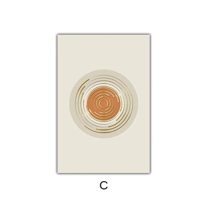 Abstrakt Geometrisk Taupe Terracotta Landskap Sol Måne Veggkunst Fine Art Lerret Trykk Bilder For Stue Soverom Kunstdecor | Skanto