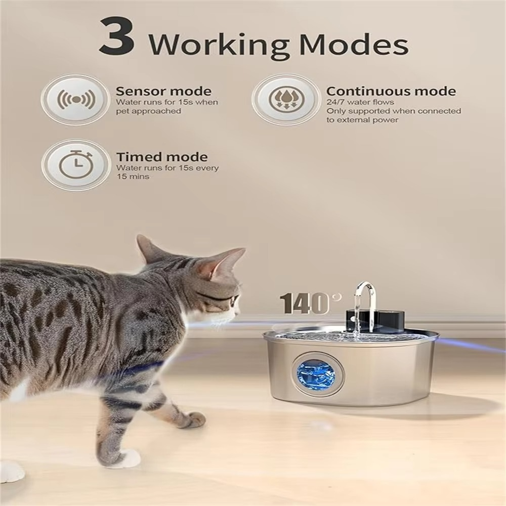 Automatisk Haustier-Trinkstation med stor tilkobling, USB-ladefunksjon og intelligent sensor