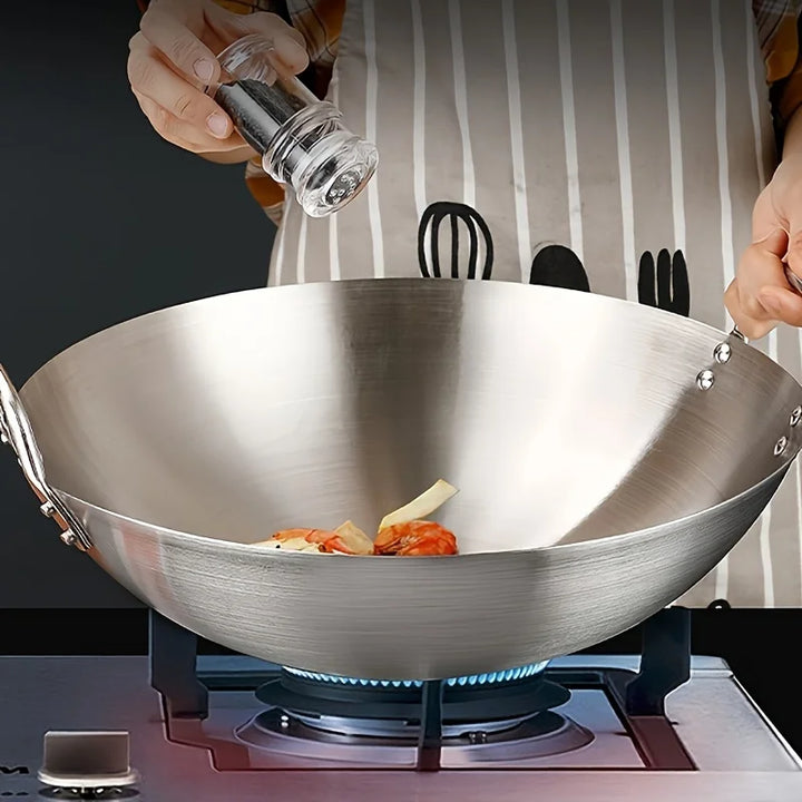ChefMaster – Stor rustfritt stål wok med dobbel håndtak Skanto
