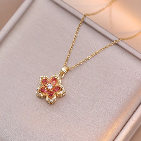 Skanto | Rotating Flower Pendant Necklace – Non-Tarnish Allsidig Smykke