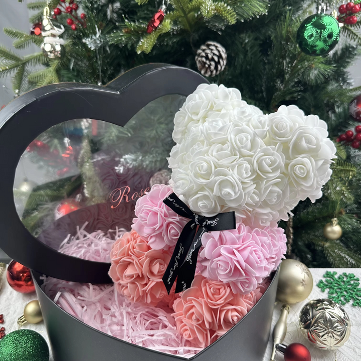 Skanto | 9.8in Kunstig Rose Teddy Bjørn Gave med Presentasjonsboks - Romantisk Jubileum eller Valentines Dag Dekor
