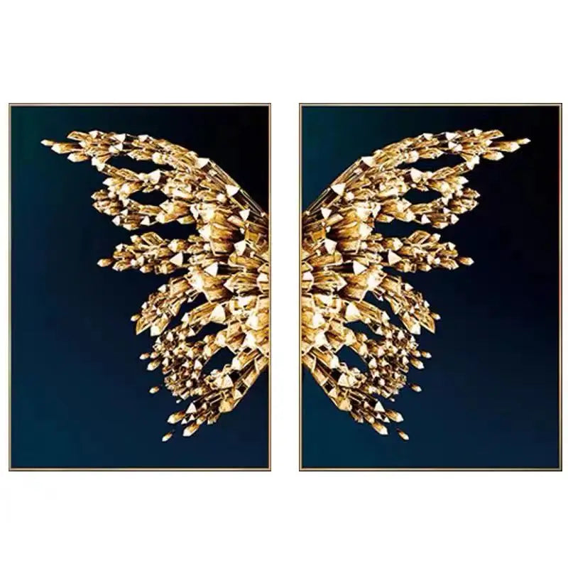 Gullne Sommerfugl vinger Boutique Abstrakt Veggkunst Fin Kunst Lerret utskrifter Moderne Bilder For Luksuriøs Stue Soverom Stilfull Glamour Boliginnredning | Skanto