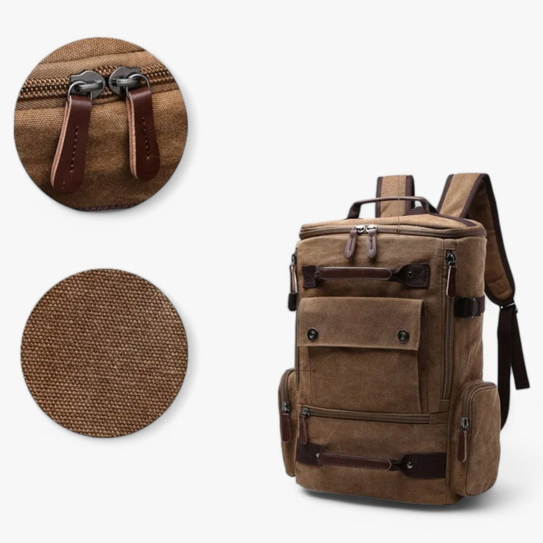Skanto | Vintage Canvas Backpack – Stilig og funksjonell med laptoplomme for hverdagsliv og eventyr