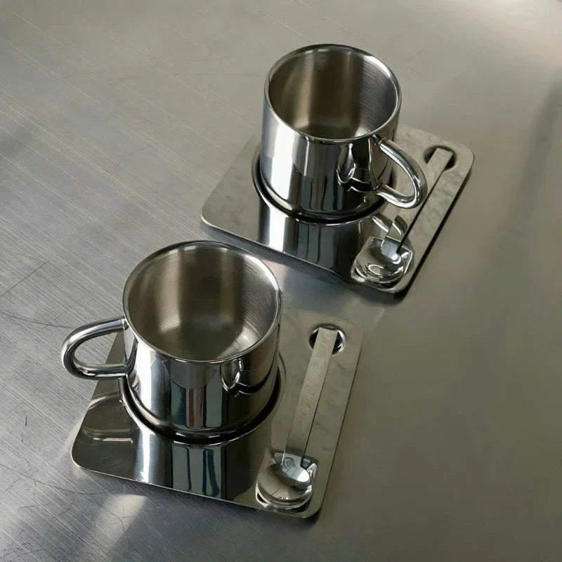 Skanto | Rustfritt Stål Kaffe Kopp og Fat