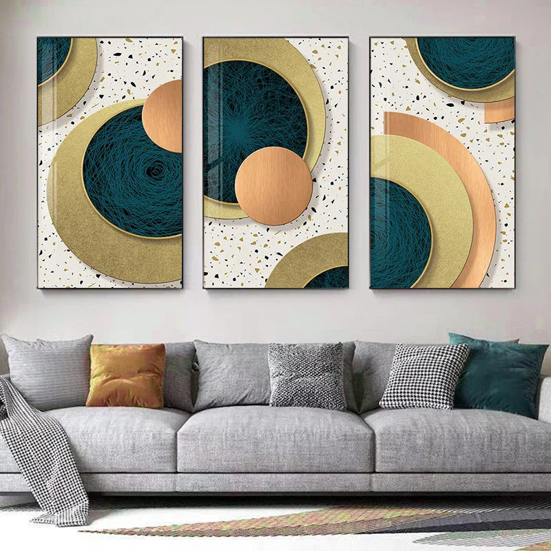 Moderne Abstrakt Geometriske Sirkler Veggkunst Fine Art Lerretsutskrifter Bilder For Luksus Stue Spisestue Hotell Soverom Hjemmekontor Kunst Dekor | Skanto