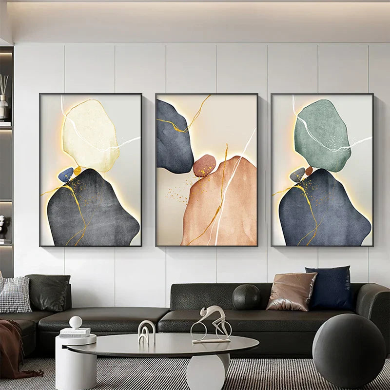 Moderne Abstrakt Nordisk Zen Stein Veggkunst Fine Art Lerret Utskrifter Nøytrale Toner Geomorfisk Design Bilder For Moderne Interiør | Skanto