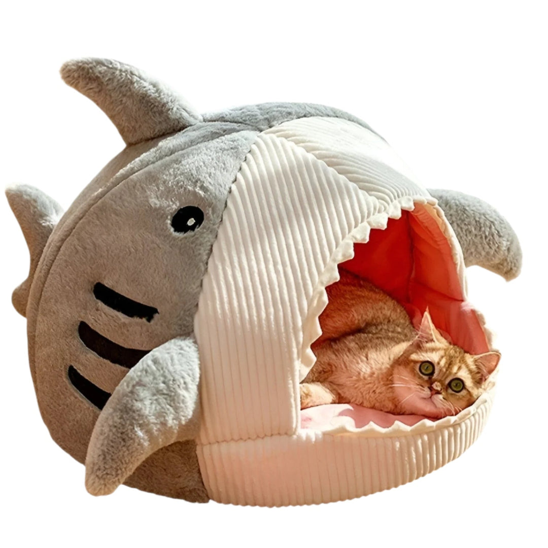 Skanto | SoftBloom Shark Cat Bed – Cozy Hideaway for Indoor