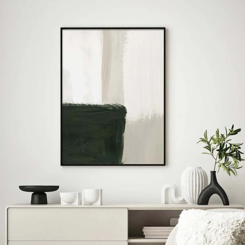 Moderne Abstrakt Grønn Beige Hvit Penselstrøk Lærret Utskrifter Nordisk Veggkunst For Moderne Stue Hjem Decor Kunstverk | Skanto