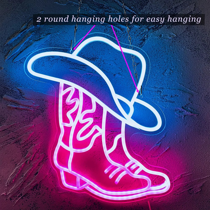 Skanto | USB-drevet cowboystøvler neonskilt for westerninnredning