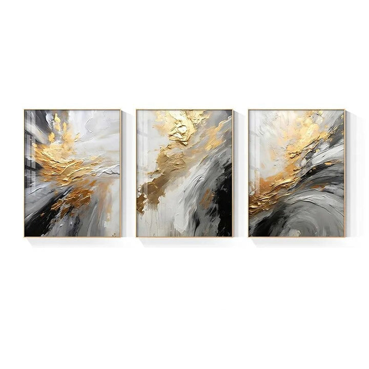Svart Grå Gylden Storm Tykk Pensel Maling Lærret Utskrift Veggkunst Fin Kunst Giclee Utskrift Bilder For Luksus Stue Hotellrom Hjemmekontor Dekor | Skanto