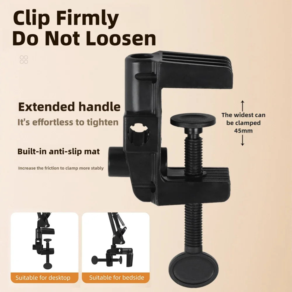 Skanto | LumiFlex LED-Ringlampe med fleksibel arm & telefonholder | 3 lysfarger & USB-port | Perfekt for livestream, video & selfie