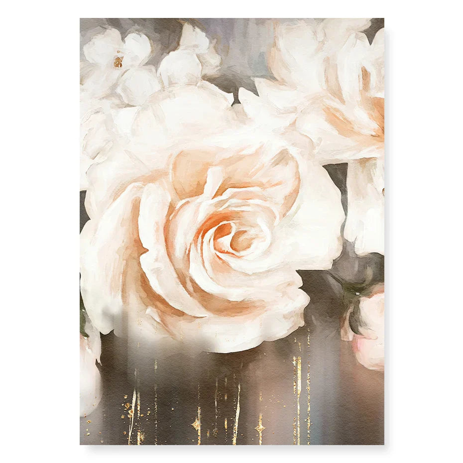 Rosa Beige Petaler Stor Floral Veggkunst Fine Art Lerretutskrifter Elegant Abstrakt Botanisk Bilde For Stue Soverom Kunst Dekor | Skanto
