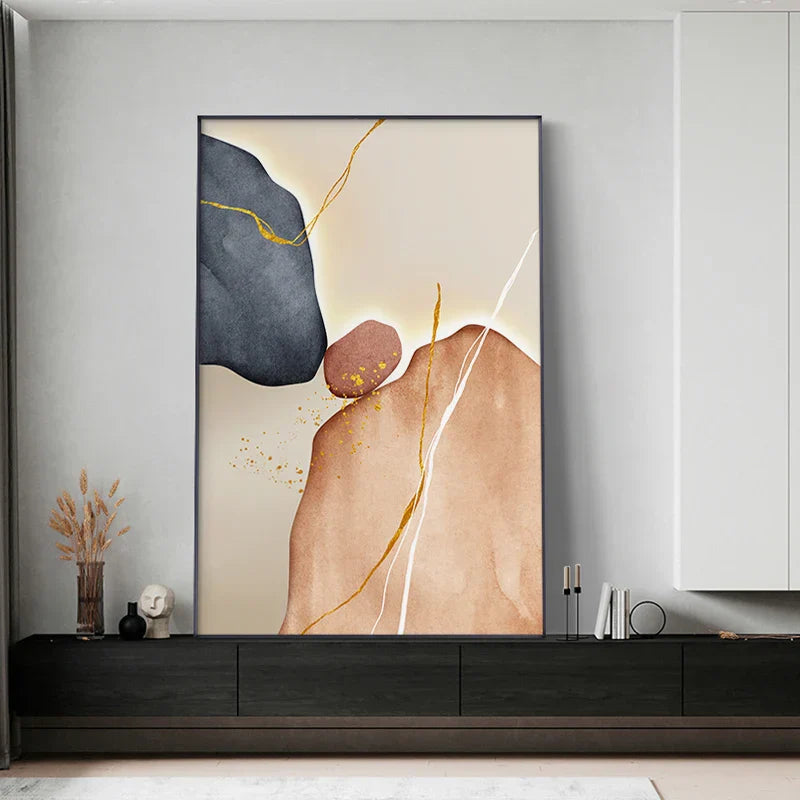Moderne Abstrakt Nordisk Zen Stein Veggkunst Fine Art Lerret Utskrifter Nøytrale Toner Geomorfisk Design Bilder For Moderne Interiør | Skanto