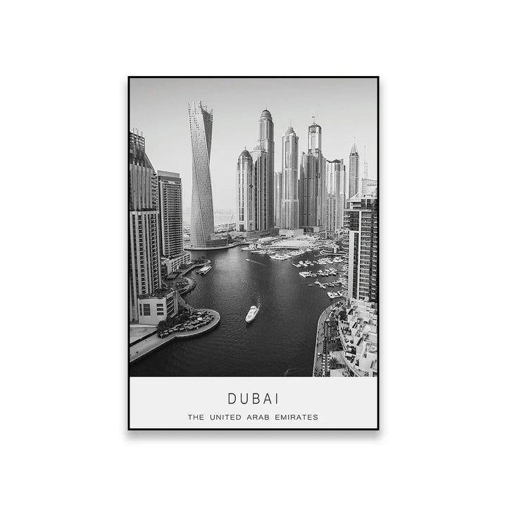 Dubai Skyline Plakat Internasjonal Reise Veggkunst Fine Art Lerretstrykk Svart Hvit Bilder For Stue Spisestue Hjemmekontor Kunstdekor | Skanto