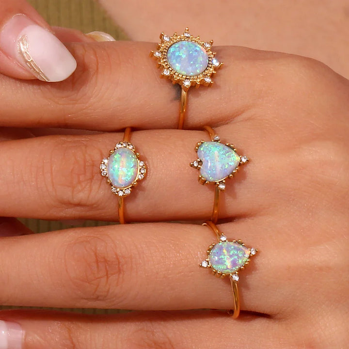 Skanto | Justerbare Diamant Aksepterte Opal Iridescente Ringer