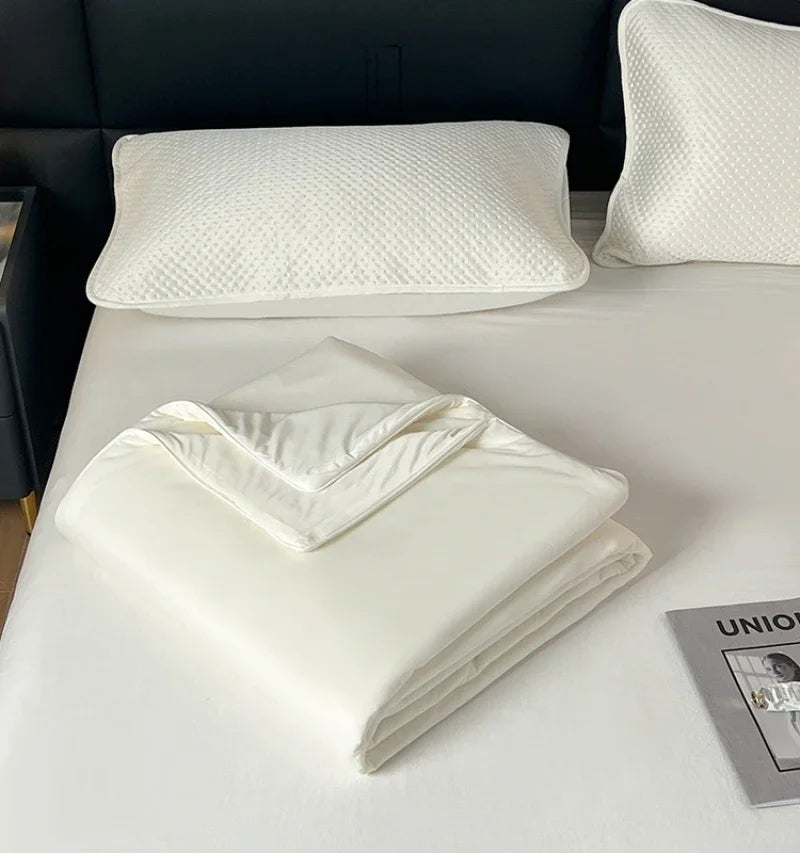 Air Condition Sommer Komforter — Ren Farge Is Silke Kjøleteppe, Lett & Glatt Twin/King Størrelse Quilt | Skanto