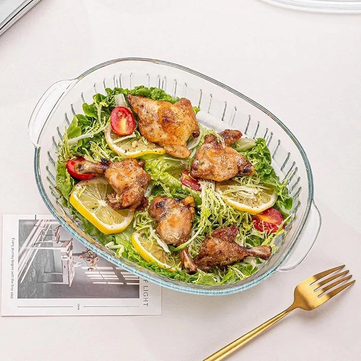 Skanto | 4-delt Glass Bakeware Sett med 2 Bakeware Retter med Glasslokk, 1.9 Qt og 3 Qt