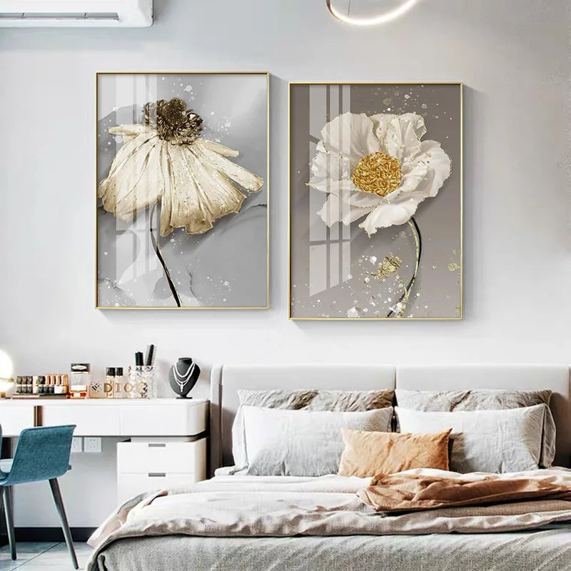 Moderne Abstrakt Maleri Splash Blomster Veggkunst Fine Art Lerret Utskrifter Plakater Elegant Botanisk Bilder For Stue Dekor | Skanto