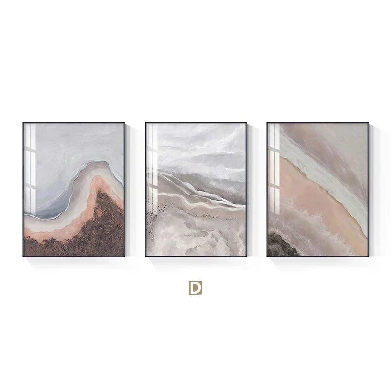 Nøytrale nyanser Rosa Abstrakt Havstrand Veggkunst Fine Art Lerret Trykk Minimalistiske Bilder For Stue Soveroms Kunst Dekor | Skanto