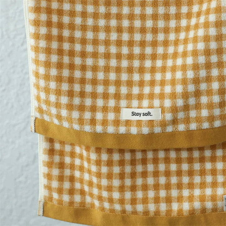 Retro Liten Rute Bomull Håndkle – Mykt & Absorberende Håndkle til Husholdning | Skanto