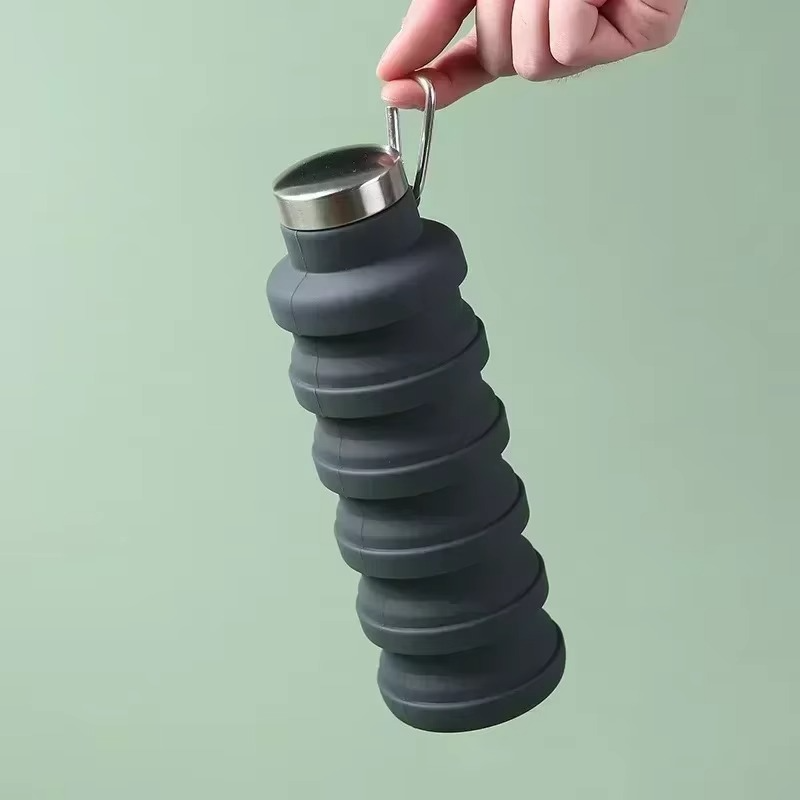 Skanto | Sammenleggbar silikon vannflaske – Portable foldbar reise- og sportsflaske kopp