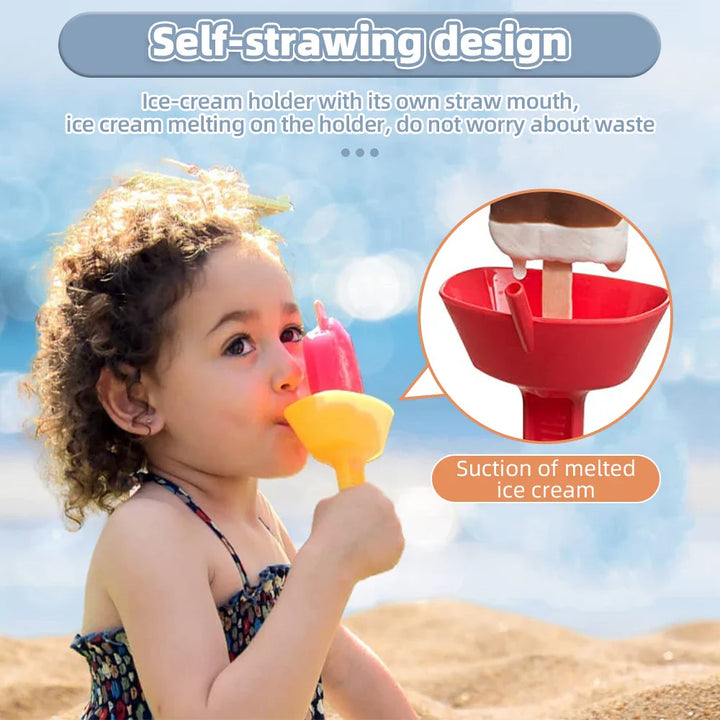 Skanto | Barn Messfri Is-Popsicle Holder med sugerør: Dryppfri iskremholder for rene frosne godsaker