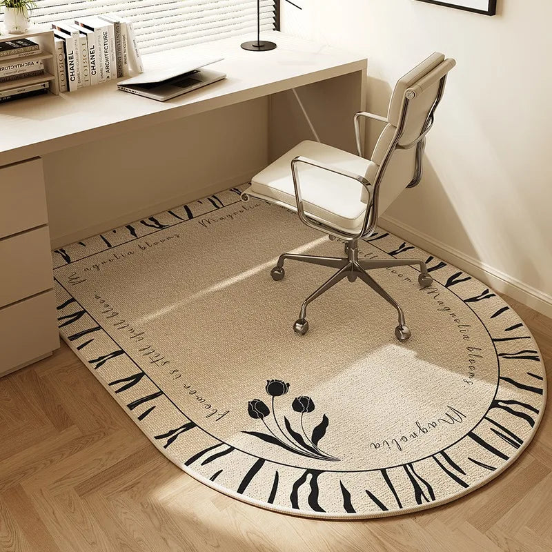 Skanto | Sara Rund Kontorstolmatte – Beige Stripet Skli-fri Teppebeskytter