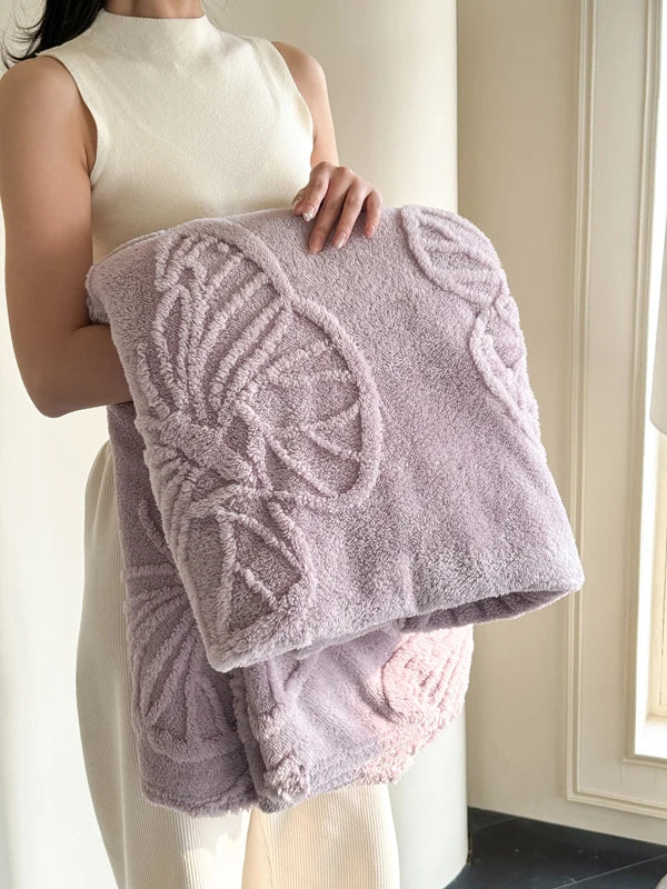 Skanto | Fleurière Fleece Teppes | 3D Sommerfugl Design | Myk & Varmer | For Seng, Sofa & Camping