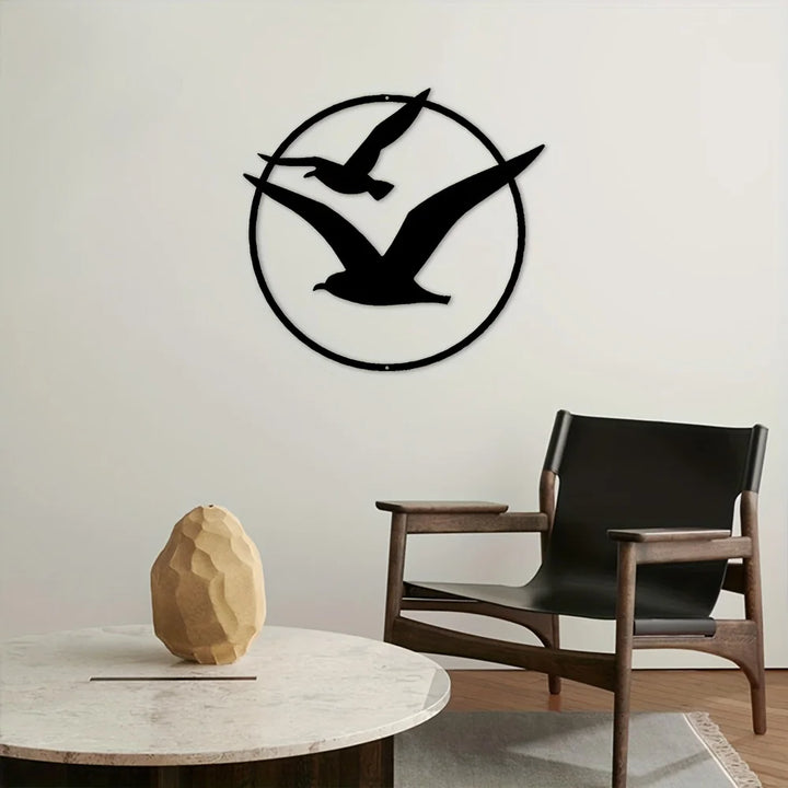 Seaside Seagulls Eisenkunst Veggkunst 3D Metall Skulpturerte Fugler Veggdekorasjon For Stue Spisestue Kreativ Samtids Nordisk Boliginnredning | Skanto