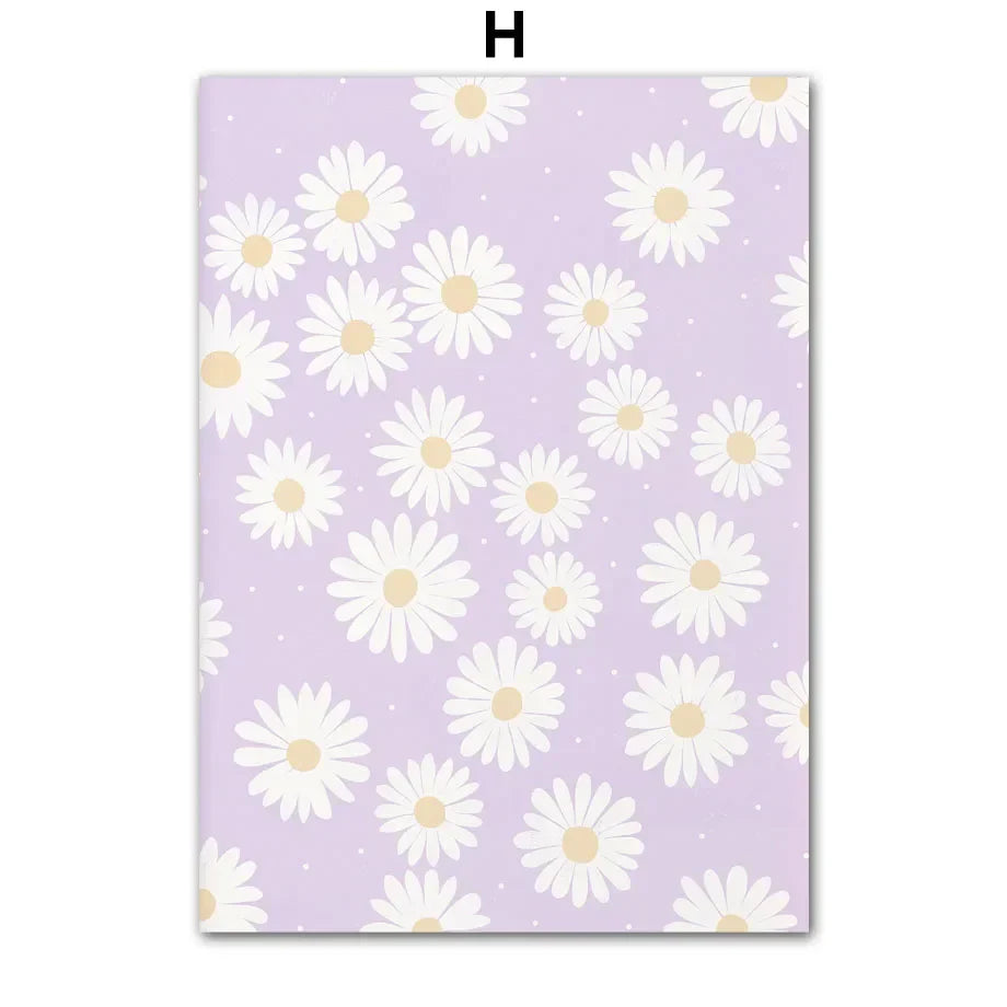 Rosa Lavendel Daisy Blomst Marked Plakater Veggkunst Fine Art Lerret Utskrifter Pastell Blomster Bilder For Stue Soverom Kunst Dekor | Skanto