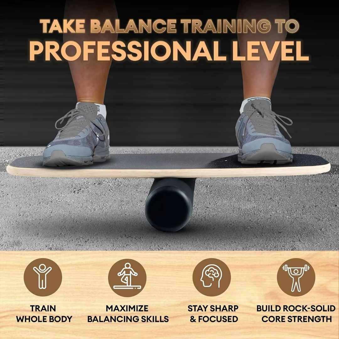 Skanto | 2-i-1 Balansebrett Sett med Rullere & Ball – 9 Justerbare Moduser Surf & Vobbler Trener