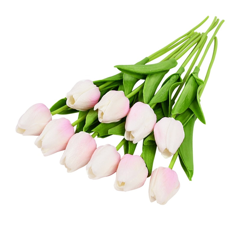 Skanto | Kunstig Blomsterbukett med Tulipaner, Dekorasjon (10 Stykker)