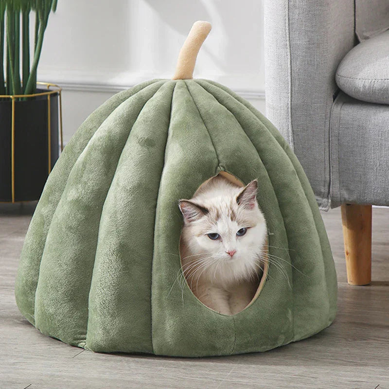 Skanto | CozyNest Gresskar Kattseng – Varm, Vaskbar & Komfortabel Katthule